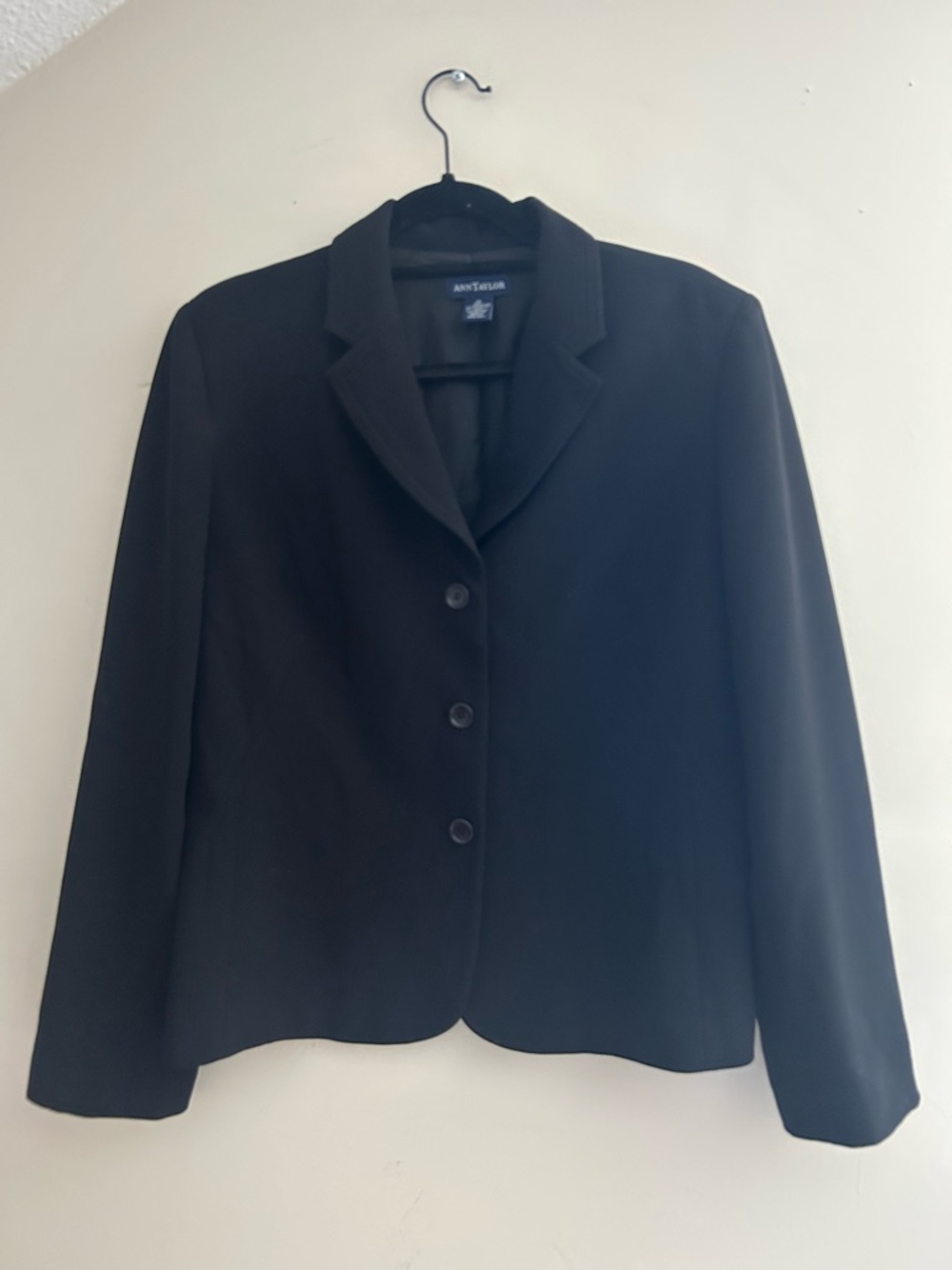 Ann Taylor Black 3-Button Structured Blazer Jacket 12